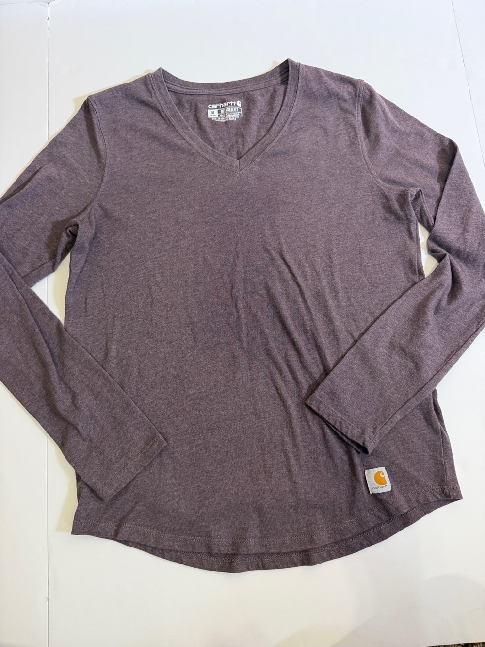 Carhartt Heather Plum V-Neck Long Sleeve Tee